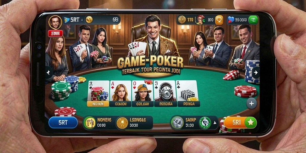 Tampilan gameplay Poker yang menegangkan di 5RT.
