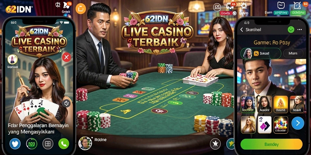 Tampilan gameplay Live Casino yang mendebarkan di 62IDN.