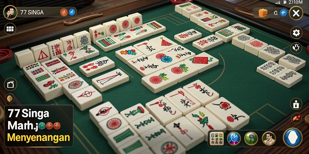 Tampilan utama game <strong>77SINGA</strong> dengan suasana Mahjong yang menarik.