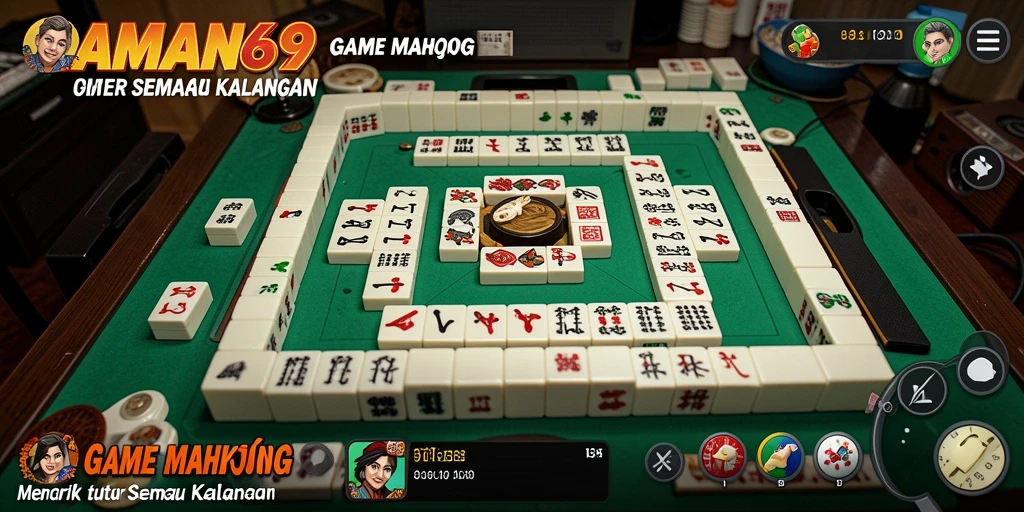 Screenshot gameplay menarik AMAN69 yang menunjukkan keindahan ubin Mahjong.