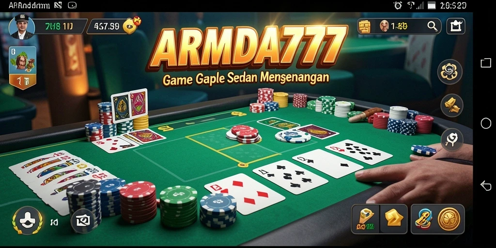 Screenshot gameplay ARMADA777 menampilkan pertempuran seru di meja Gaple.