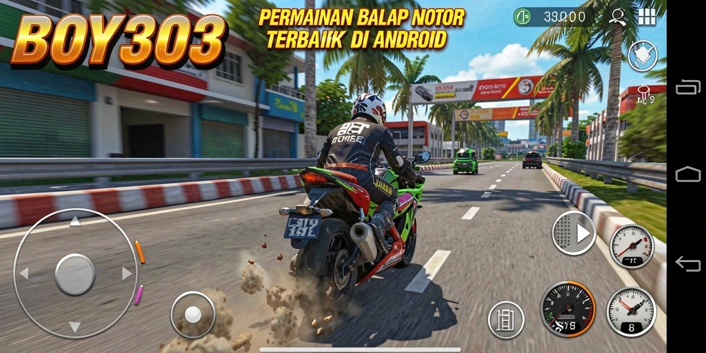 Tampilan gameplay balap motor yang mendebarkan di BOY303.