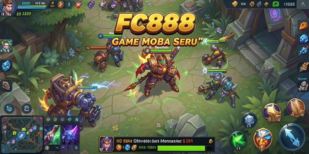 Tampilan gameplay FC888 yang mendebarkan dalam pertempuran MOBA.