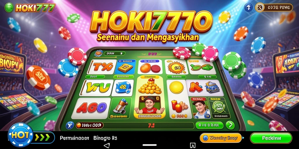 Tampilan gameplay HOKI777 yang menarik dan penuh warna.