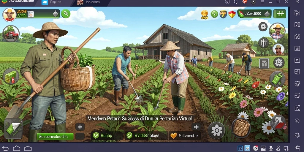 Tampilan screenshot JAVO88 menunjukkan kebun yang subur dengan berbagai tanaman.