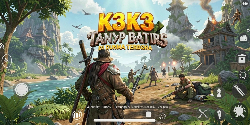 Screenshot gameplay K3K3 yang menampilkan dunia yang luas dan beragam.