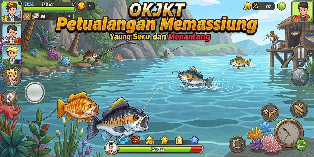 Tampilan seru dalam gameplay memancing OKJKT.