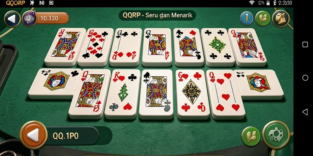 Tampilan gameplay QQRP dengan aksi domino yang seru.