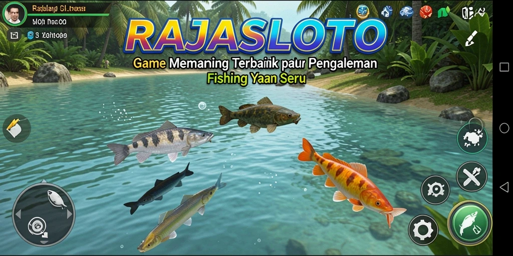 Screenshot gameplay RAJASLOTO yang menampilkan serunya memancing.