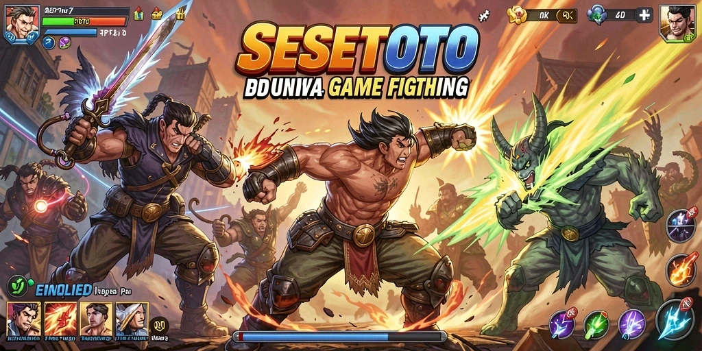 Screenshot SESETOTO menampilkan pertarungan intens dan karakter unik.