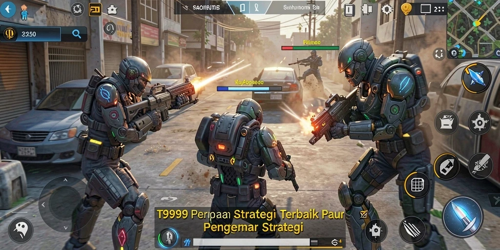 Tampilan gameplay menegangkan dalam T9999, pertempuran strategi yang mendebarkan.