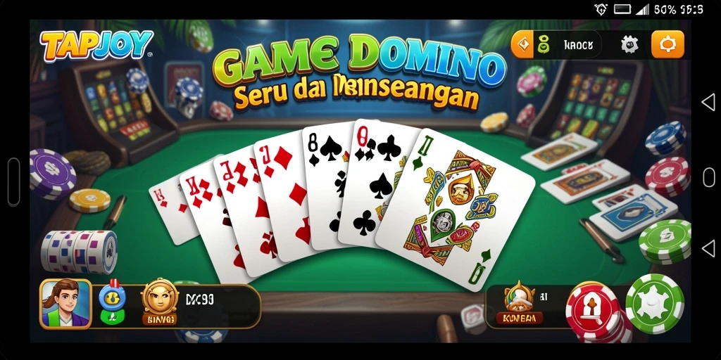 Tampilan gameplay seru dalam TAPJOY dengan suasana Domino.