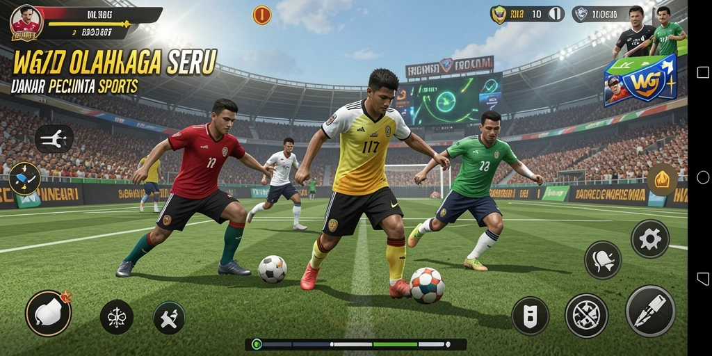 Screenshot utama W67 menampilkan aksi seru dalam permainan olahraga.