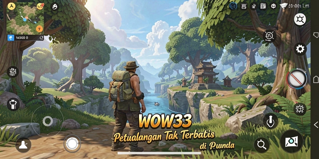 Gameplay WOW33 menampilkan eksplorasi luas dunia terbuka.